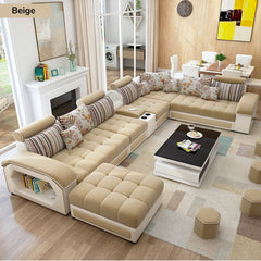 Kanto 7 Seater Sofa Beige Fabric